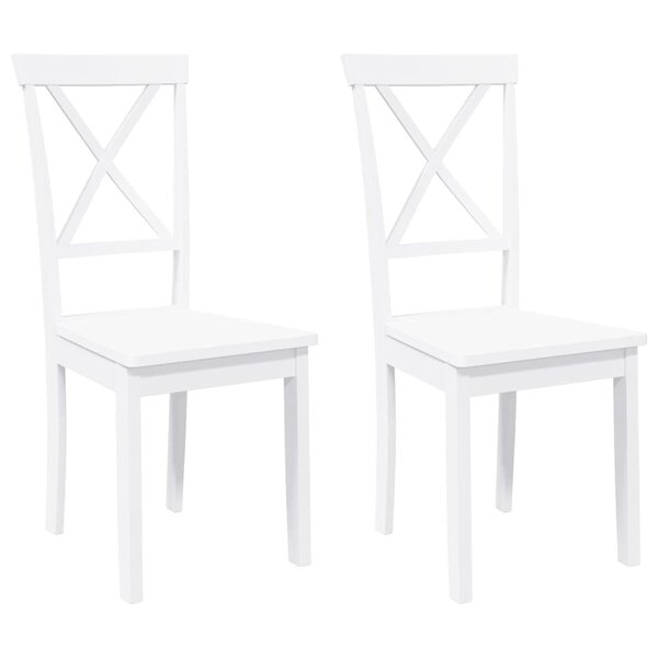 vidaXL Chaises à manger 2 Pièces blanc bois massif caoutchouc