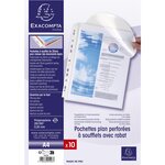 Sachet de 10 pochettes à soufflet avec rabat - polypropylène 20/100e - A4 - Cristal x 5 EXACOMPTA