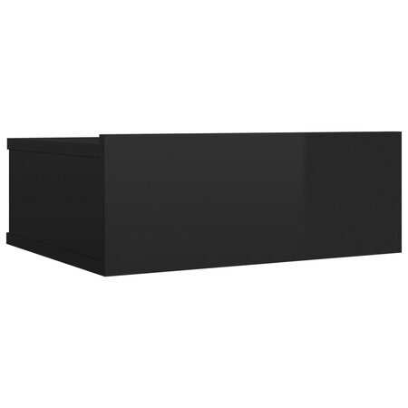 vidaXL Table de chevet flottante Noir brillant 40x30x15 cm Aggloméré