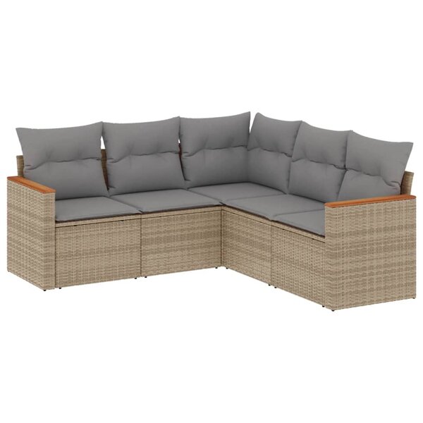 vidaXL Salon de jardin avec coussins 5 Pièces beige résine tressée