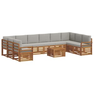 vidaXL Ensemble de canapés d'extérieur 11 pc Gris Naturel et Clair