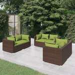 vidaXL Salon de jardin 6 Pièces avec coussins Résine tressée Marron