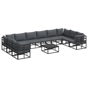 vidaXL Ensemble de canapé de jardin 11 Pièces Noir 70 x 70 x 32 cm