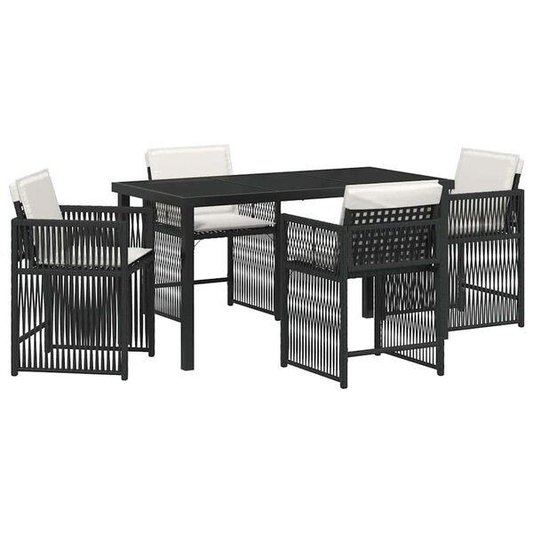 vidaXL Ensemble de salle à manger pour jardin 5 Pièces Noir polyrotin