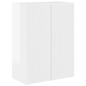 vidaXL Meuble TV mural Montage mural Blanc brillant 59 5 x 31 x 80 cm