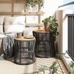 vidaXL Tables d'appoint de jardin 2 Pièces dessus en bois gris poly rotin