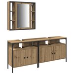 vidaXL Meubles de salle de bain 3 Pièces Marron Bois d'ingénierie