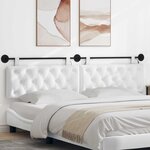 vidaXL Tête de lit suspendue Avec lumière LED Blanc Tissu