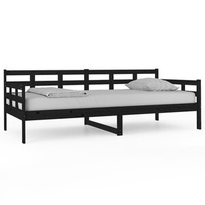 vidaXL Lit de jour noir bois de pin massif 90x200 cm