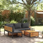 vidaXL Salon de jardin avec coussins 5 Pièces Bois d'acacia solide