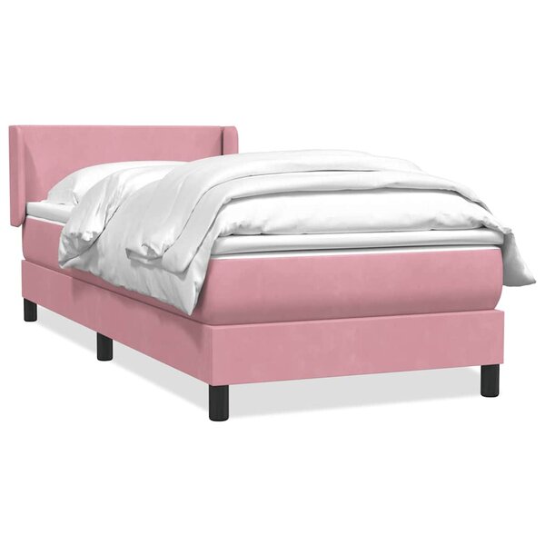 vidaXL Sommier à lattes de lit avec matelas rose 80x220 cm velours