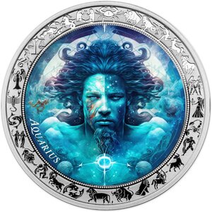 Pièce de monnaie en Argent 5 Cedis g 31.1 (1 oz) Millésime 2025 Space Zodiac AQUARIUS