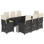 vidaXL Ensemble à manger de jardin 9Pièces coussins noir résine tressée