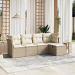 vidaXL Salon de jardin avec coussins 5 Pièces beige résine tressée