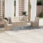vidaXL Salon de jardin avec coussins 5 Pièces beige résine tressée