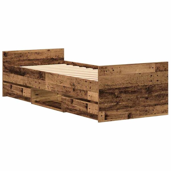 vidaXL Cadre de lit Bois ancien 75 x 190 cm Bois d'ingénierie
