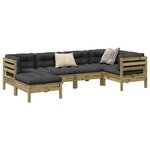 vidaXL Salon de jardin 6 Pièces avec coussins bois de pin imprégné