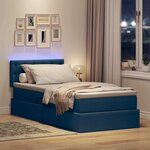 vidaXL Lit avec rangement et LED avec matelas Bleu 100 x 200 cm tissu