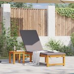 Chaise longue vidaXL avec table et coussin en bois massif d'acacia
