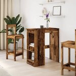 vidaXL Table de bar avec étagères vieux bois bois d'ingénierie