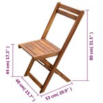 vidaXL Mobilier de bistro pliable 3 Pièces Bois d'acacia solide