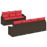 vidaXL Ensemble de Canapés 8 Pièces Marron et rouge polyrotin