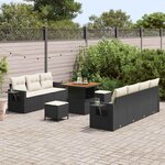 vidaXL Ensemble de canapé de jardin 10 Pièces Noir polyrotin