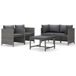 vidaXL Salon de jardin 5 Pièces avec coussins Résine tressée Gris