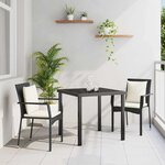 vidaXL Ensemble de salle à manger pour jardin 3 Pièces Noir Poly rotin