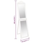 vidaXL Miroir sur pied Blanc 45x180 cm