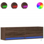 vidaXL Meuble TV mural avec lumières LED chêne marron 140x31x38 cm
