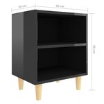 Vidaxl tables de chevet pieds en bois 2 pièces noir brillant 40x30x50 cm