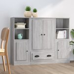vidaXL Buffets 3 Pièces sonoma gris bois d'ingénierie