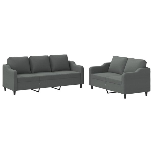 vidaXL Ensemble de canapés 2 Pièces avec coussins Gris foncé Tissu