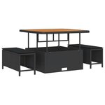 Canapé de jardin 9 pièces avec coussins noir poly rotin