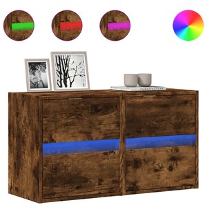vidaXL Meubles TV muraux et lumières LED 2 Pièces chêne fumé 41x31x45 cm