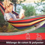 Hamac de voyage respirant portable toile de hamac dim. 2 9L x 1 5l m sac transport coton polyester multicolore