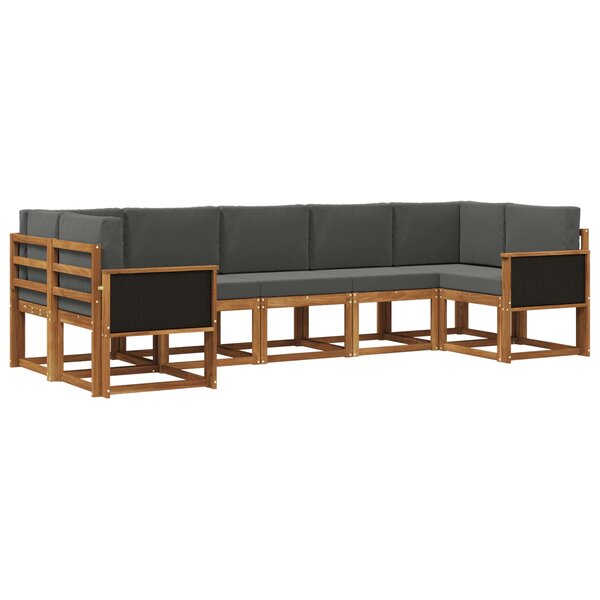 vidaXL Ensemble de canapés d'extérieur 7 pc Naturel et Anthracite