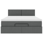 vidaXL Lit ottoman avec matelas et LED gris foncé 140x200 cm tissu