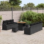 vidaXL Ensemble de canapé de jardin 10 Pièces Noir polyrotin