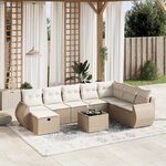 vidaXL Salon de jardin avec coussins 9 Pièces beige résine tressée