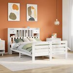 vidaXL Lit bibliothèque sans matelas blanc 140x200 cm bois pin massif