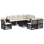 vidaXL Ensemble de canapé de jardin 9 Pièces Noir et blanc crème
