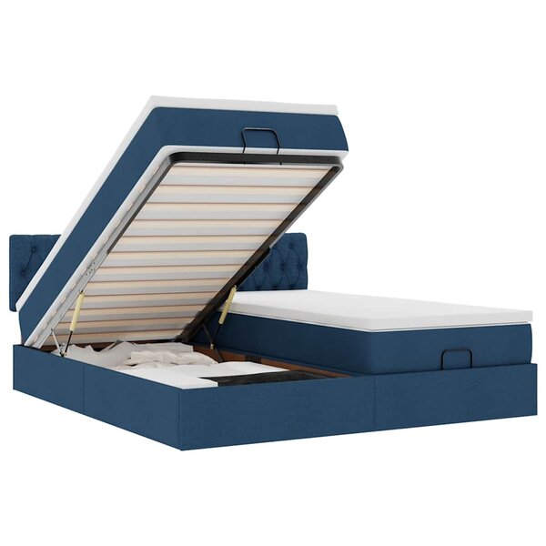 VidaXL Cadre de lit ottoman avec matelas bleu 200x200cm tissu