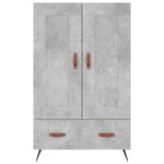 vidaXL Buffet haut gris béton 69 5x31x115 cm bois d'ingénierie