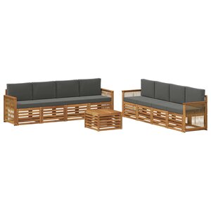vidaXL Ensemble de canapés d'extérieur 9 pc Naturel et Anthracite