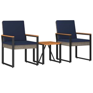 vidaXL Ensemble de meubles d'extérieur 3 pc Gris et bleu marine