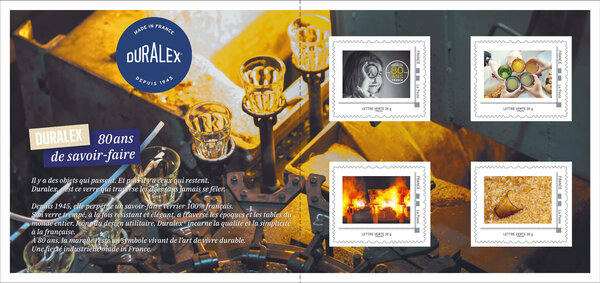 Collector 4 timbres - Duralex - 80 ans de savoir-faire - Lettre Verte