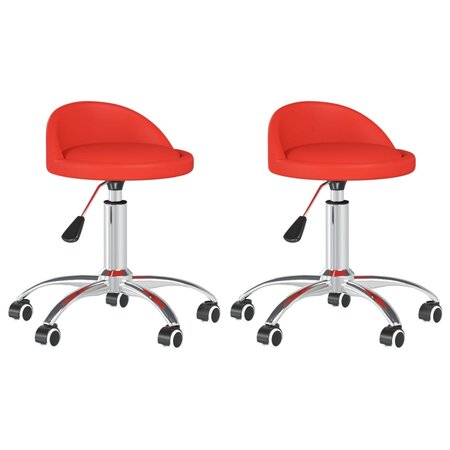 vidaXL Chaises pivotantes à manger lot de 2 rouge similicuir