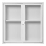 Vitrine suspendue 2 portes vitrées acier blanc 80 x 18 x 80 cm